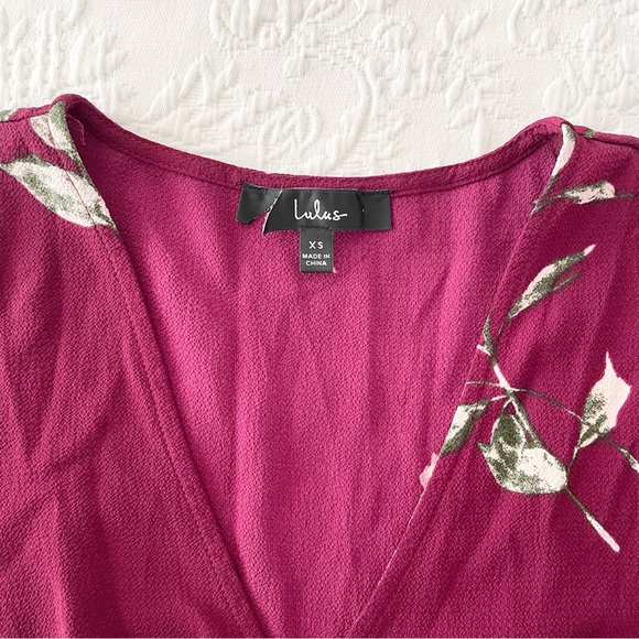 NWOT Lulus September Sunsets Burgundy Floral Print Wrap Maxi Dress XSmall - Picture 4 of 7